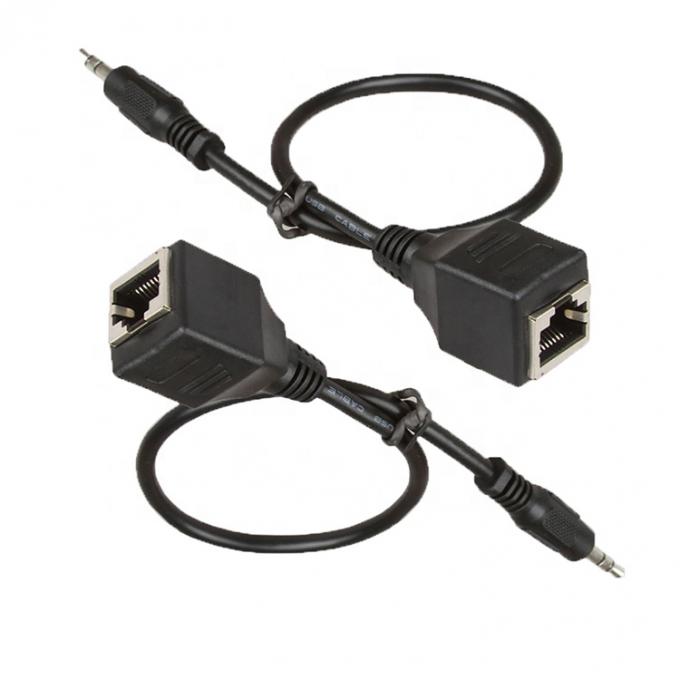3.5mm Stereo Audio Jack zu RJ45 Female Socket Ethernet Extender Kabel 4