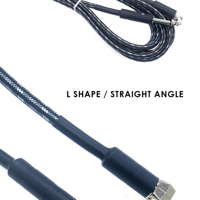 L-Form 90 Grad Rechtswinkel bis gerade langlebige Geflechtete Jacke 6,35mm Ts Jack Instrument Elektro-Gitarren-Patch Audio-Kabel 2
