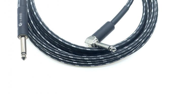 L-Form 90 Grad Rechtswinkel bis gerade langlebige Geflechtete Jacke 6,35mm Ts Jack Instrument Elektro-Gitarren-Patch Audio-Kabel 5