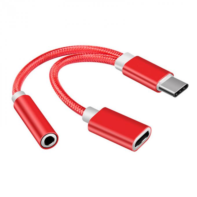2 in 1 Typ C bis 3,5 mm Ladegerät Kopfhörer Audio Jack USB C Kabel Portable Typ-C bis 3,5 mm Stecker Adapter für Mobiltelefon 1