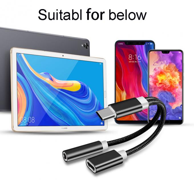 2 in 1 Typ C bis 3,5 mm Ladegerät Kopfhörer Audio Jack USB C Kabel Portable Typ-C bis 3,5 mm Stecker Adapter für Mobiltelefon 6