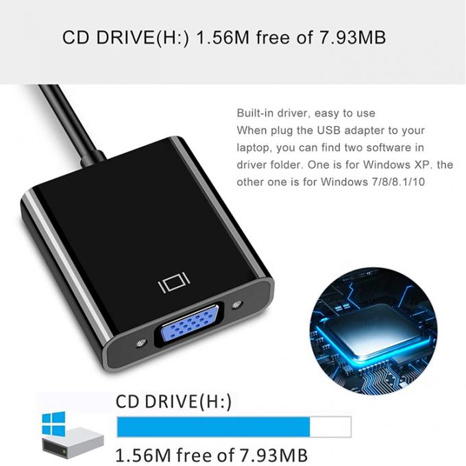 Multi Display Video Converter USB 3.0 zu VGA Adapter für PC Laptop Monitor Projektor HDTV 2