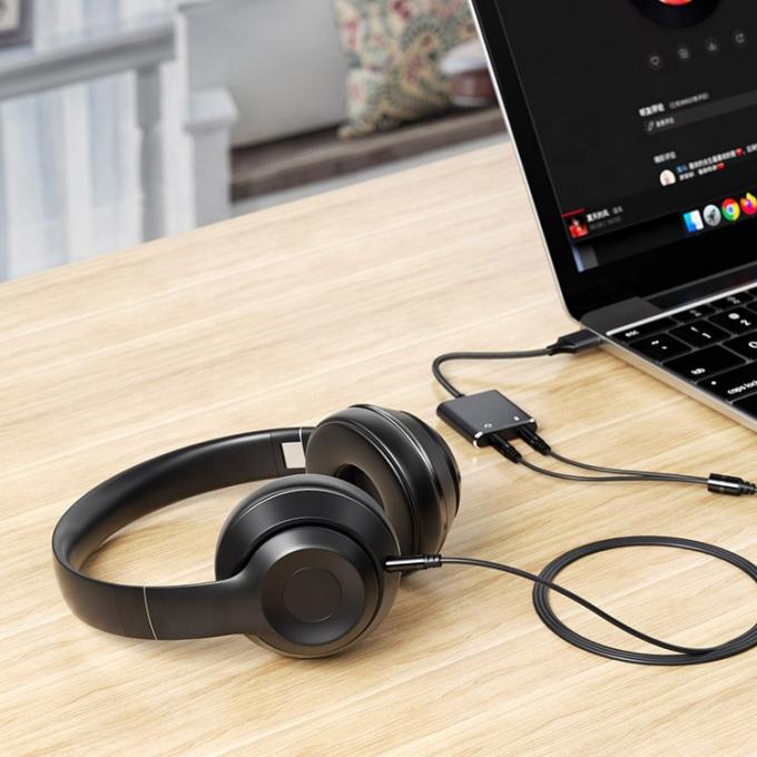 Plug and Play Audio-Mikrofon Studio-Headset USB externer Soundkartenadapter für Laptop 4