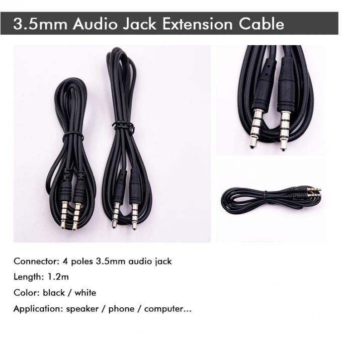 Stock Männlich auf Männlich 3,5 mm 4 Pole Stereo Jack Mikrofon Audioverlängerungskabel für Kopfhörer Computer Lautsprecher 1