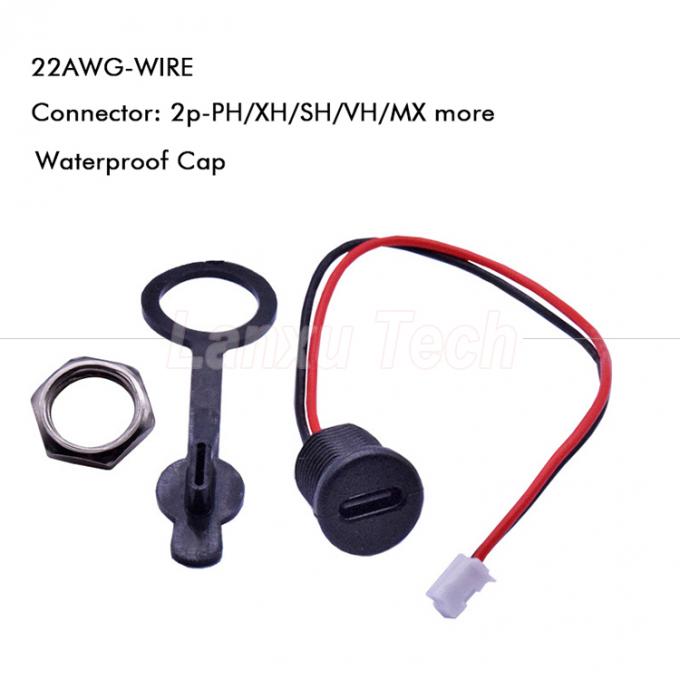 Wasserdichte Kappe USB Typ C Weibliche Steckdose zu 2 Stücken PH 2.0 XH 2.54 SH1.0 VH ZH MX-Anschlusskabel 0