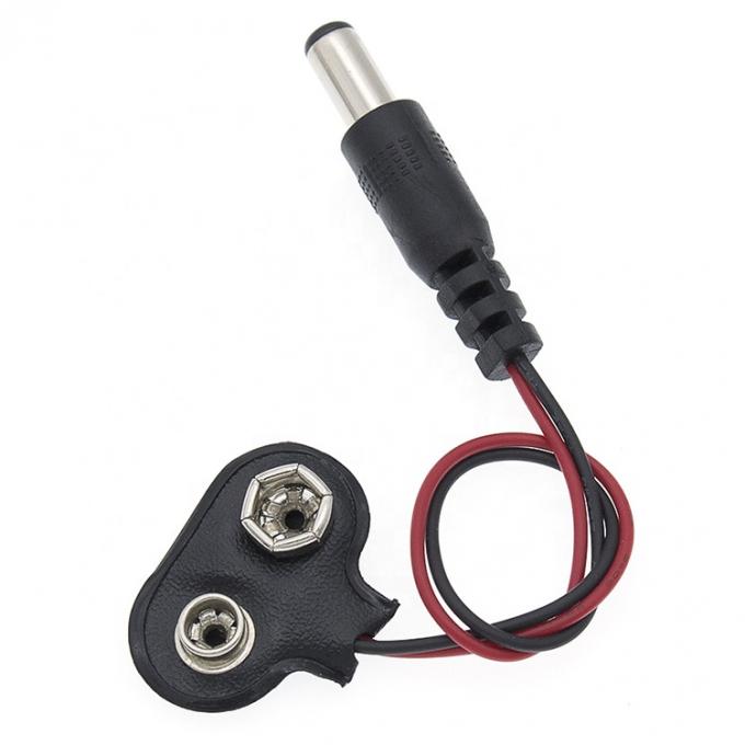9V Batterie-Snap-Clip-Anschluss zu Gleichstrom-Mann 5,5x2,1 mm Fass-Jack-Stromkabel für Batteriehalter 2