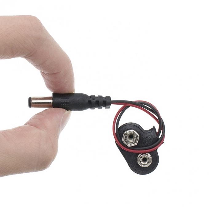 9V Batterie-Snap-Clip-Anschluss zu Gleichstrom-Mann 5,5x2,1 mm Fass-Jack-Stromkabel für Batteriehalter 6