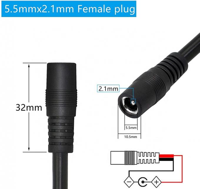 12V Gleichspannungs-Fass Jack 5,5x2,1mm 5,5x2,5mm 3,5x1,35mm Männlich Weiblich Steckdose zum offenen Pigtail Gleichspannungskabel 3