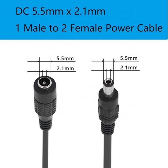 1 bis 2 Wege 1 weiblich bis 2 männlich 5,5x2,1 mm Gleichspannungssplitterkabel für CCTV-Kamera Led-Streifen 2