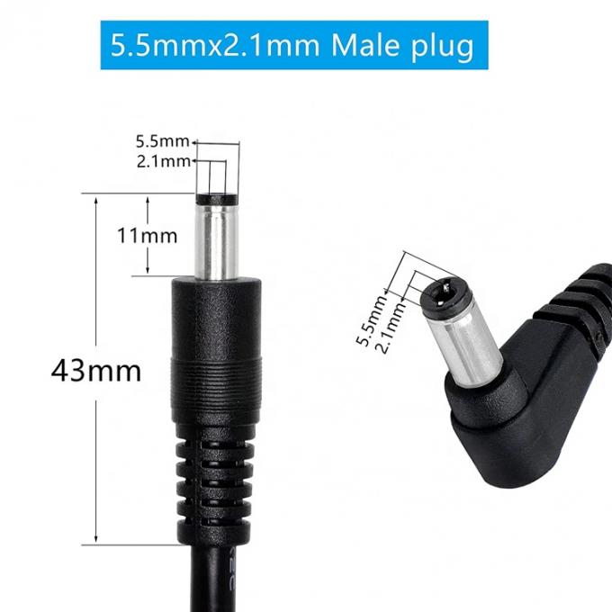 90 Grad rechten Winkel von männlich auf gerade männlich 5,5x2,1 mm Fass Jack DC Stromverlängerungskabel 2