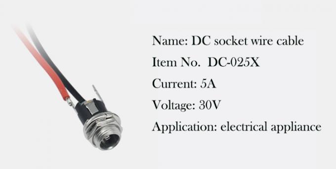 Panel Mount Drehtraht DC Steckdose weibliche Jack 5,5x2,1mm bis 2 Drähte Offene Pigtail End Kabel 1