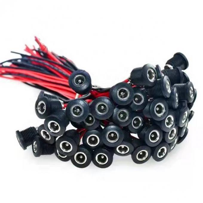 Panel Mount Drehtraht DC Steckdose weibliche Jack 5,5x2,1mm bis 2 Drähte Offene Pigtail End Kabel 8