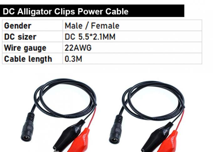 30cm Gleichspannung 5,5x2,1mm Männlich weiblich zu doppelten Alligator-Clips Stromversorgung Gleichspannungskabel 0