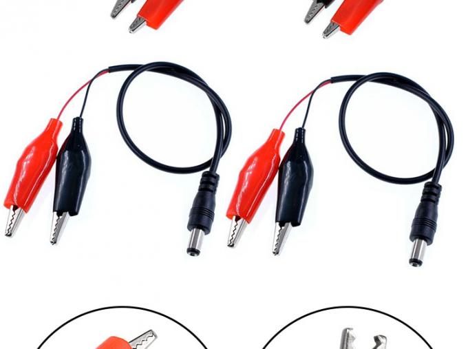 30cm Gleichspannung 5,5x2,1mm Männlich weiblich zu doppelten Alligator-Clips Stromversorgung Gleichspannungskabel 1