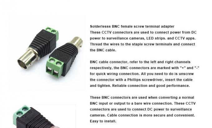 Lötlose Schraubterminal BNC weiblicher männlicher Steckeradapter für CCTV-Kamera-Monitor-Video-Recorder 0