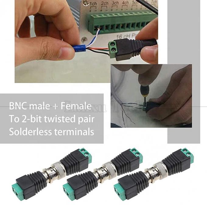 Schraubschraubterminal männlich-weiblich BNC-Anschluss Stromadapter für CCTV-Kamera-Monitor Video-Recorder 2