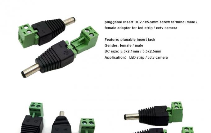 Solderless Insert Männlich weiblich 2,1 x 5,5 mm DC Jack Steckverbinder Stromanschluss Stecker Adapter für LED-Streifen CCTV-Kamera 0