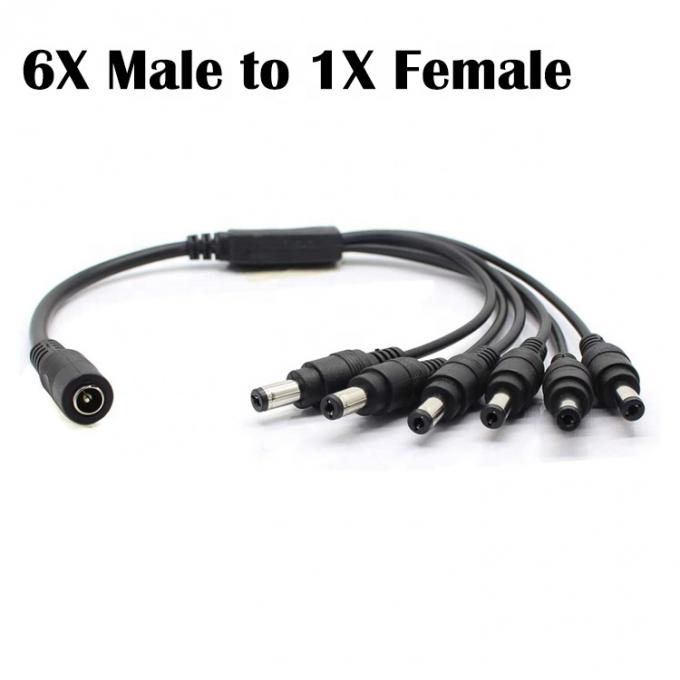 1 bis 6 Wege 1 Weiblich bis 6 Männlich 5,5x2,1 mm Gleichspannungssplitterkabel für CCTV-Kamera LED-Band 4