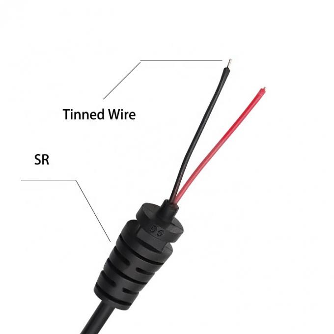CUSTOM DC Barrel Jack Männlich 2.1X5.5mm bis Stripped Tined Wire Pigtail Bare End Kabel mit SR Grommet 2