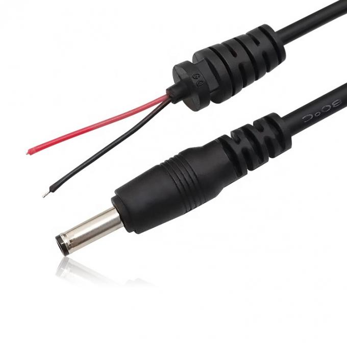 CUSTOM DC Barrel Jack Männlich 2.1X5.5mm bis Stripped Tined Wire Pigtail Bare End Kabel mit SR Grommet 5