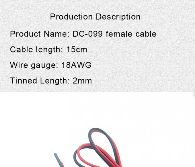 18AWG 10A Metallgelenkte weibliche Steckdose DC099 5.5x2.1mm 5.5x2.5mm Panel Mount Steckverbinder Pigtail DC-Stromanschlusskabel 1