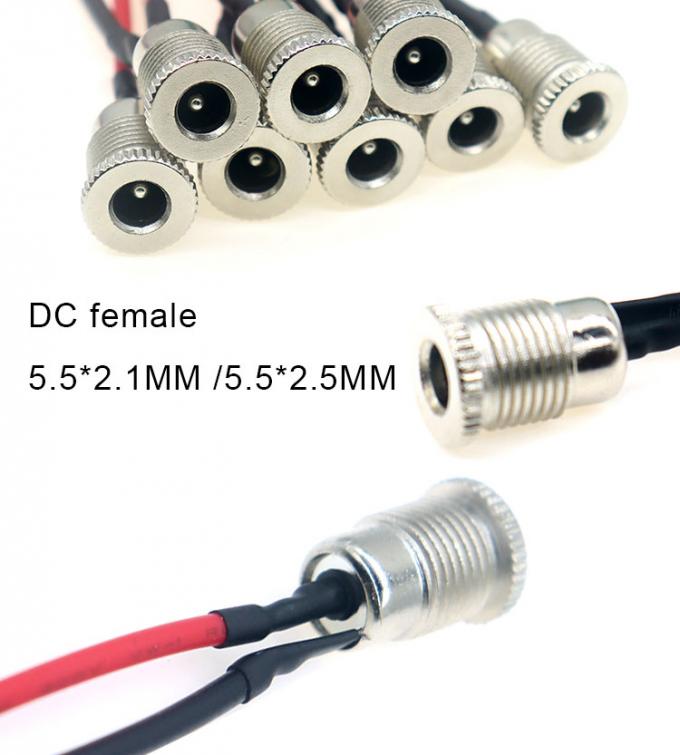 18AWG 10A Metallgelenkte weibliche Steckdose DC099 5.5x2.1mm 5.5x2.5mm Panel Mount Steckverbinder Pigtail DC-Stromanschlusskabel 3