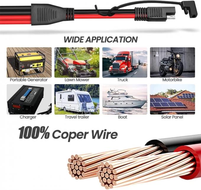 14AWG SAE Gleichstrom-Automobilanschlusskabel Y Splitter 1 bis 2 SAE-Verlängerungskabel für Wohnmobil-Wohnwagen Solarzellen Batterieladung 5