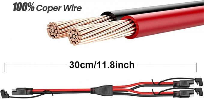 14AWG SAE Gleichstrom-Automobilanschlusskabel Y Splitter 1 bis 2 SAE-Verlängerungskabel für Wohnmobil-Wohnwagen Solarzellen Batterieladung 3