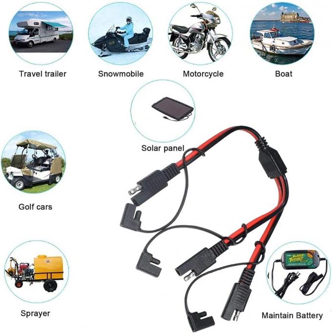 14AWG SAE Gleichstrom-Automobilanschlusskabel Y Splitter 1 bis 2 SAE-Verlängerungskabel für Wohnmobil-Wohnwagen Solarzellen Batterieladung 6