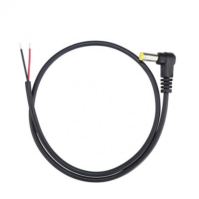 90 Grad Winkel Männlich DC 2.1x5.5 Fass Jack zum Öffnen Stripped Zinndraht Bare End Kabel 1