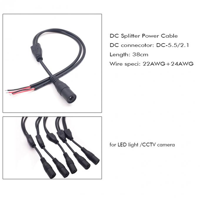 DC Männlich weiblich 5,5x2,1 mm Jack Splitter Stromverlängerungskabel für LED-Licht CCTV-Kamera 5