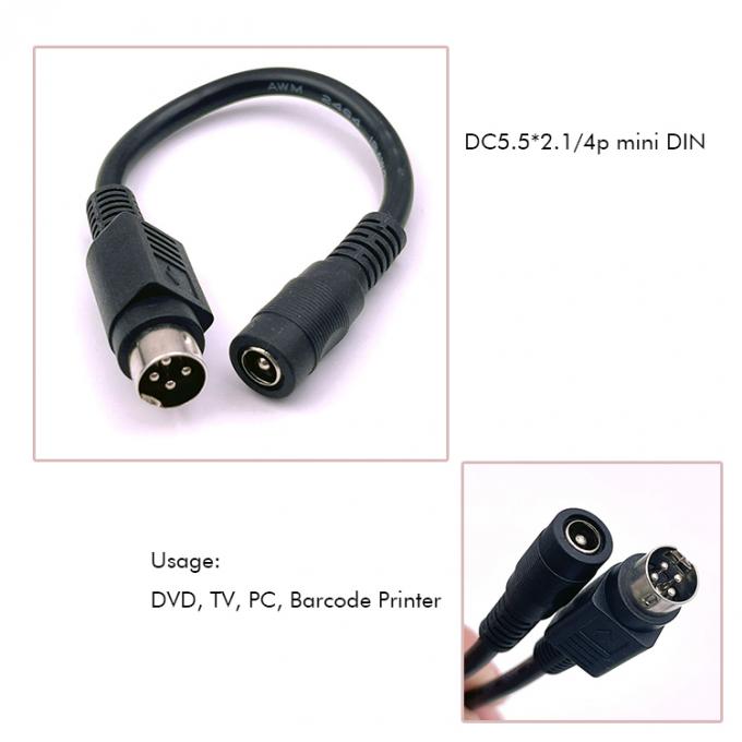 4 Pin Mini DIN zu DC Jack weibliche 5,5x2,1 mm Stromverlängerungskabel für Kamera DVD TV PC Barcode Drucker 2