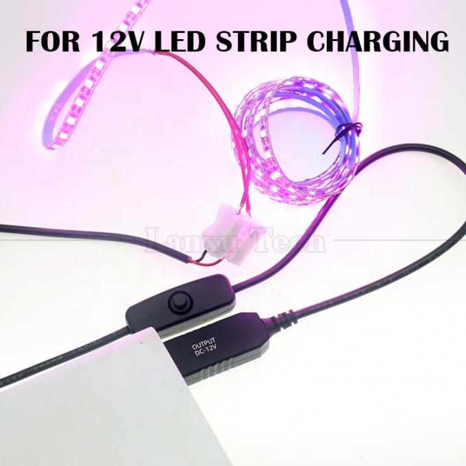 12V Led-Streifenlicht Strom eingeschaltet ausgeschaltet Schalter USB-Anschluss zum offenen Drahtwandler Ladekabel 1