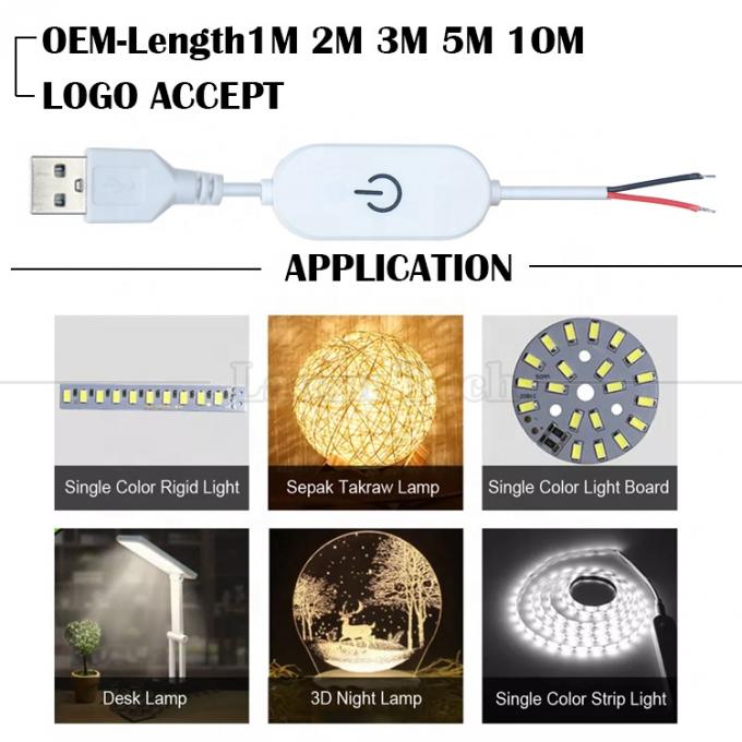 5V 1m eingeschaltet ausgeschaltet Schalter Controller USB zu öffnen Drähte Ende Kabel Berührung Dimmer für 3w 5w Led Streifenleuchte 1