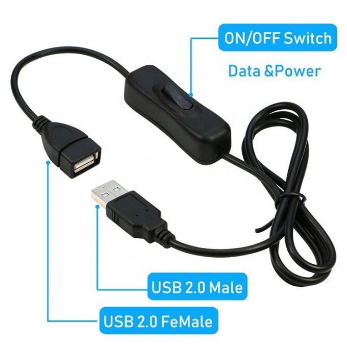 Strom ON OFF Datenaufladung Männlich-Frauen-USB-Schalterkabel für Led-Lampencomputer 1