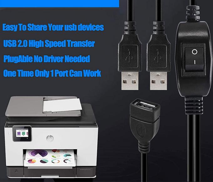 1 weiblich auf 2 männlich USB Y Splitter Drucker-Sharing-Schalterkabel für Drucker-Scanner Lautsprecher Tastaturmaus 8