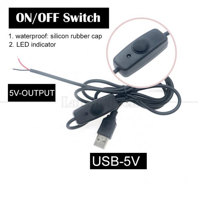 Wasserdichtes Silicone Gummi Deckel auf und aus Drücken Knopf Schalter 5V USB zum Öffnen Bare 2pin Drähte Endkabel für LED-Leuchten 0