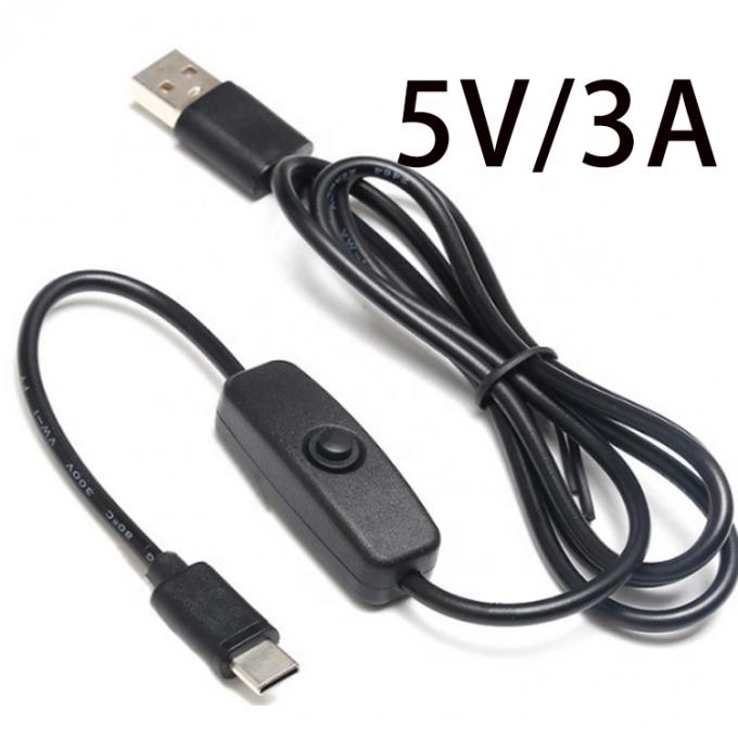 1m 5V 3A USB-Ladekabel Typ C mit ausgeschaltetem Schalter für Raspberry Pi 1