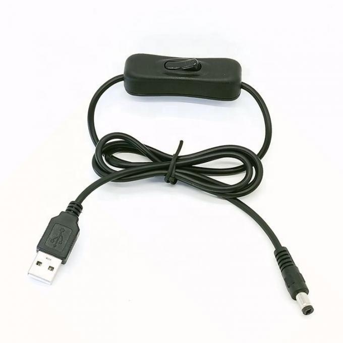 1m 5V USB zu DC 5,5x2,1mm Stromladeverlängerungskabel mit ON-OFF-Schalter für Led 0