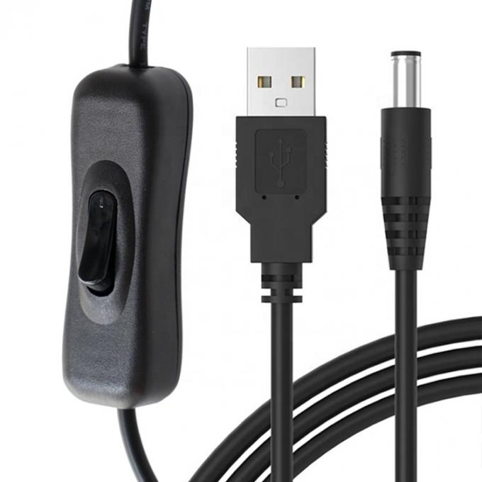 1m 5V USB zu DC 5,5x2,1mm Stromladeverlängerungskabel mit ON-OFF-Schalter für Led 1