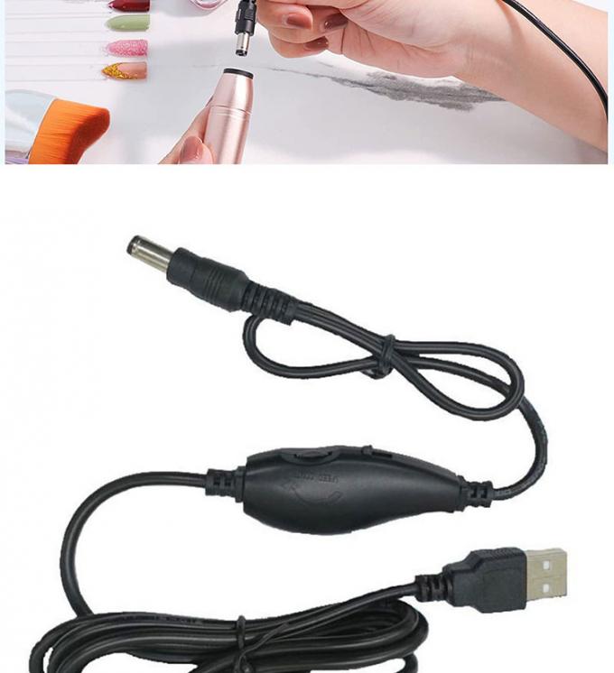 5V USB zu DC 5,5x2,1mm 12V Ausgangshelligkeitssteuerung Einstellbarer Dimmer eingeschaltet ausgeschaltet Schalterkabel für LED-Leuchtenventilator 6