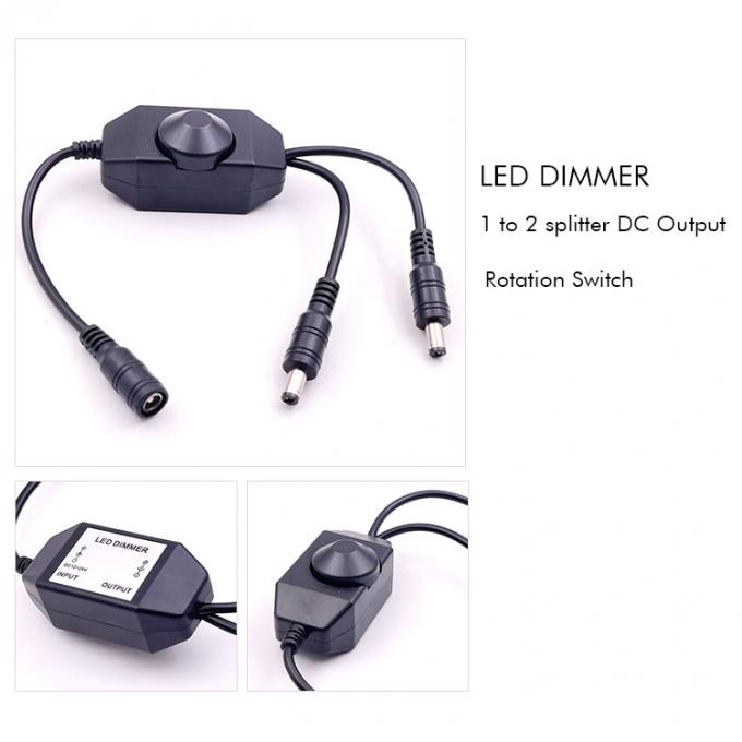 12v 1 weiblich auf Splitter 2 männlich Gleichstrombetrieb ausgeschaltet Drehschalter Steuerung LED-Dimmgerät für Lampe 1