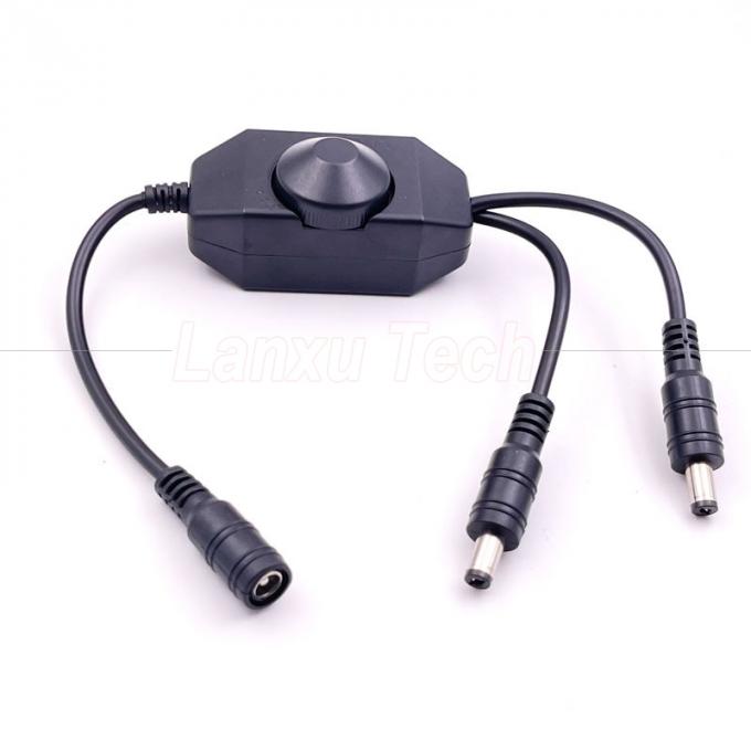 12v 1 weiblich auf Splitter 2 männlich Gleichstrombetrieb ausgeschaltet Drehschalter Steuerung LED-Dimmgerät für Lampe 2