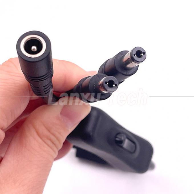 12v Splitter 1 weiblich auf 2 männlich Gleichspannstecker 5,5x2,1 mm an und aus Schalterkabel für LED-Lampen 2