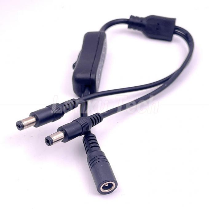 12v Splitter 1 weiblich auf 2 männlich Gleichspannstecker 5,5x2,1 mm an und aus Schalterkabel für LED-Lampen 4