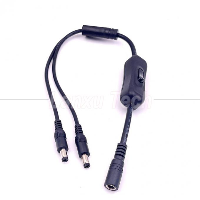 12v Splitter 1 weiblich auf 2 männlich Gleichspannstecker 5,5x2,1 mm an und aus Schalterkabel für LED-Lampen 1
