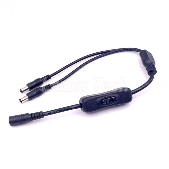 12v Splitter 1 weiblich auf 2 männlich Gleichspannstecker 5,5x2,1 mm an und aus Schalterkabel für LED-Lampen 5