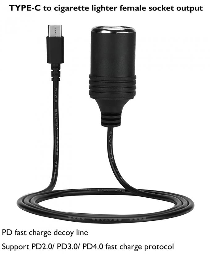 PD-Ladung 12v Ausgang USB Typ C Männlich zum Zigarettenanzünder Weiblich Steckdose Steckdose Stromadapterkabel für Auto 3
