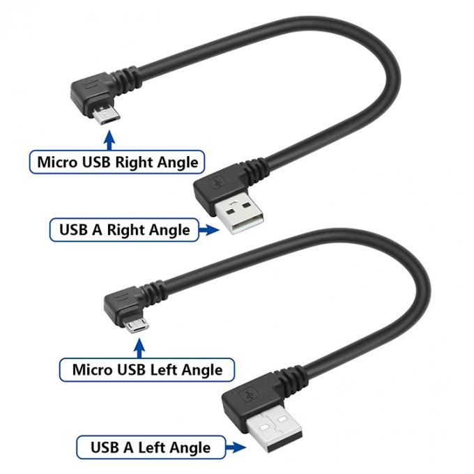 Winkel USB zu L-Form Links-Rechtswinkel 90 Grad Mikro-V8-Erweiterungs-Datenladekabel 4