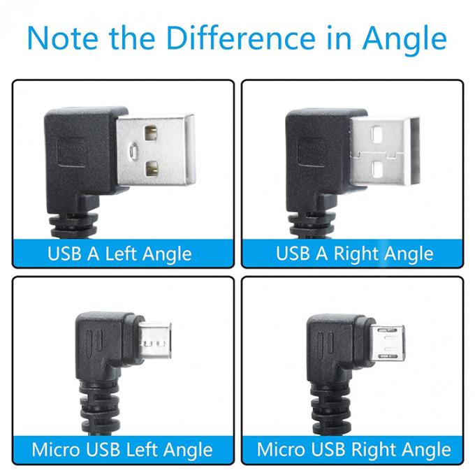 Winkel USB zu L-Form Links-Rechtswinkel 90 Grad Mikro-V8-Erweiterungs-Datenladekabel 2